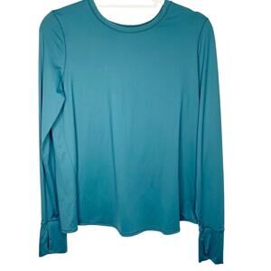 Athleta Teal Blue Long Sleeve Athletic Top with Thumbholes Size Small